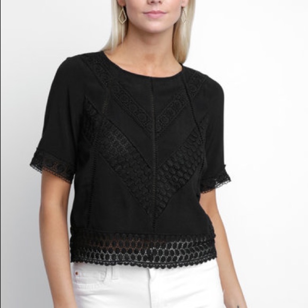Black Abbeline embroidered short sleeve blouse